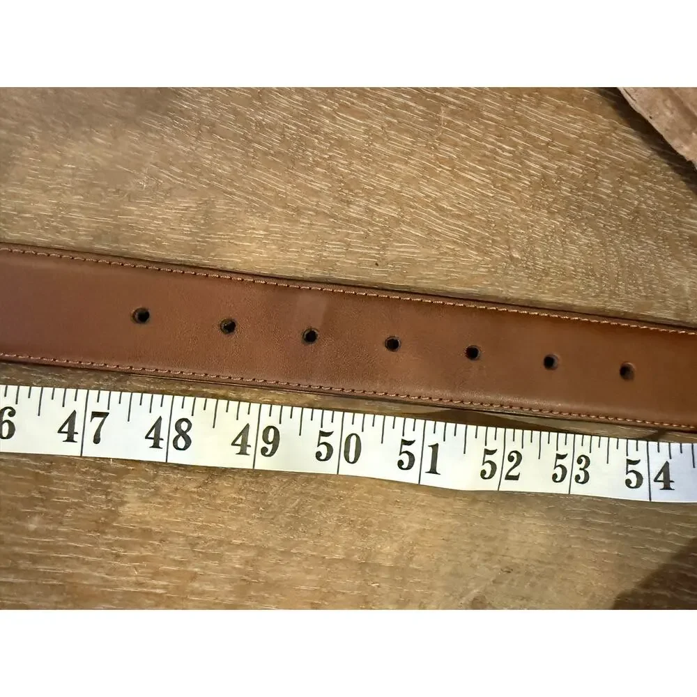 COLUMBIA Brown Leather Belt Silver Buckle fits 47-53
